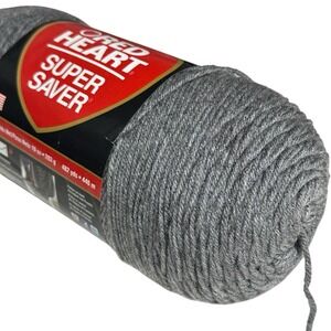 Vintage Red Heart Super Saver Yarn GREY HEATHER 0400 Acrylic 10‎ oz 482 yds NEW